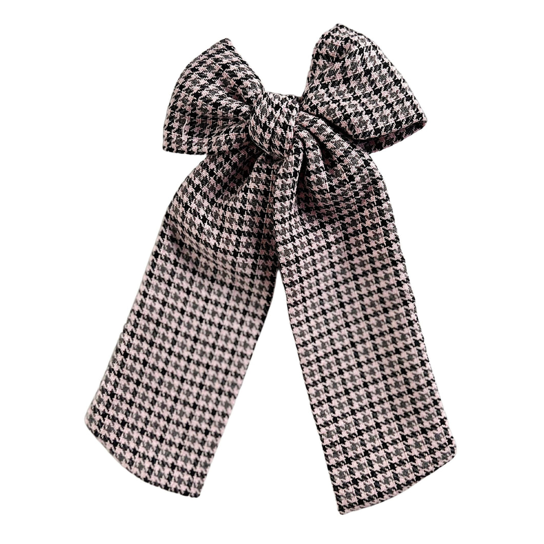 Pink Houndstooth Bow