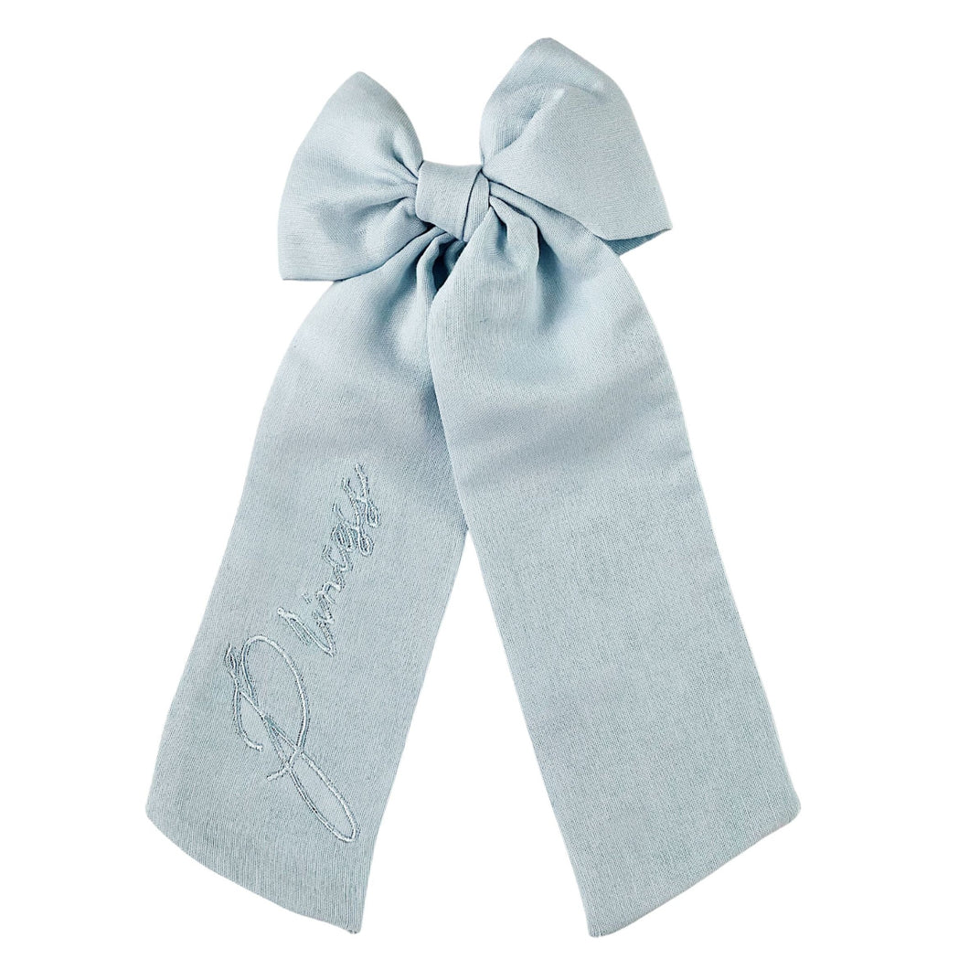 Baby Blue Cotton Personalized Bow