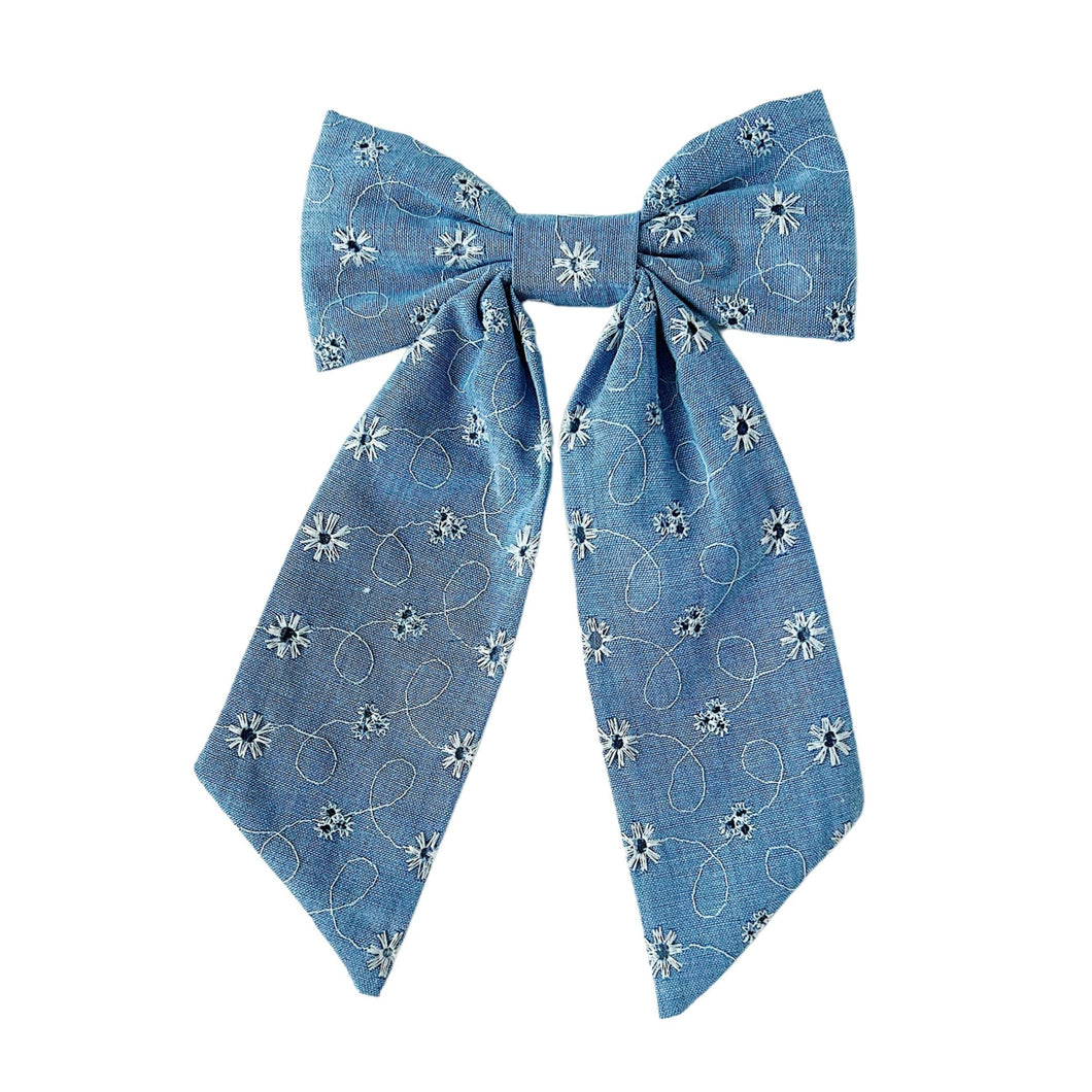 Blue Eyelet Sailor Bow
