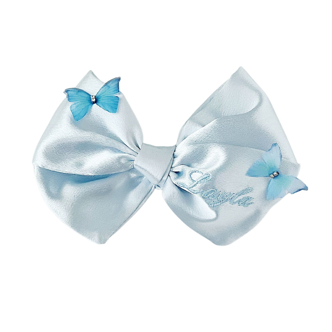 Baby Blue Medium Monogrammed Crystal Bow