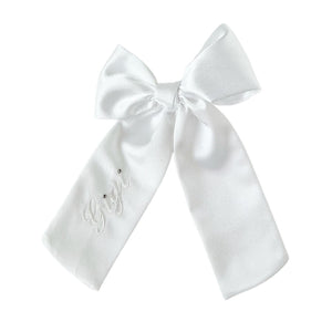 White Monogrammed Crystal Bow