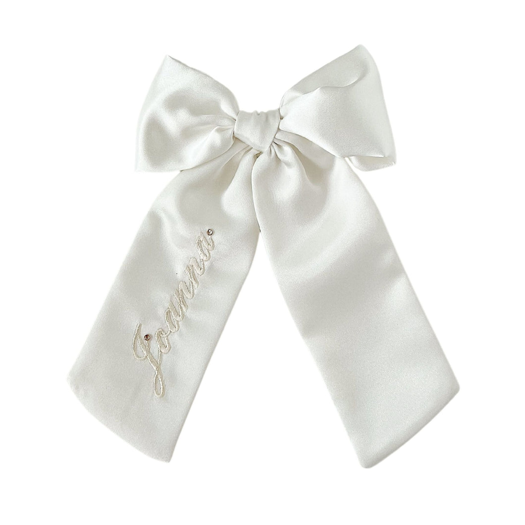 Ivory Monogrammed Crystal Bow