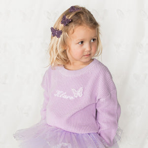 Purple Personalized Butterfly Sweater