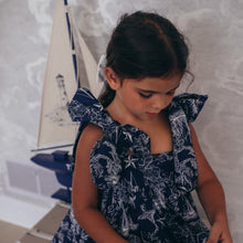 Load image into Gallery viewer, Navy Nautical Toile Bow Dress
