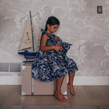 Load image into Gallery viewer, Navy Nautical Toile Bow Dress
