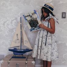 Load image into Gallery viewer, White Nautical Toile Bow Dress
