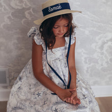 Load image into Gallery viewer, White Nautical Toile Bow Dress
