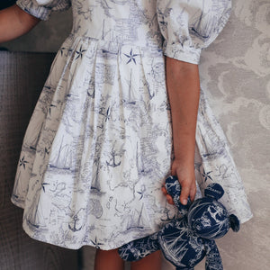 White Nautical Toile Statement Dress