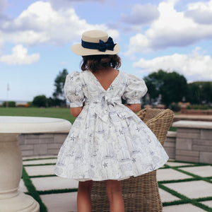 White Nautical Toile Statement Dress