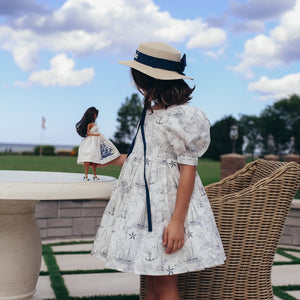 White Nautical Toile Statement Dress