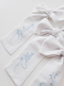 Custom Linen Embroidered Bow