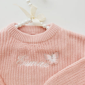 Pink Butterfly Personalized Sweater