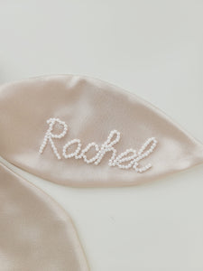 Taupe Personalized Scrunchie With Pearls