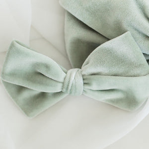 Sage Green Mini Velvet Bow