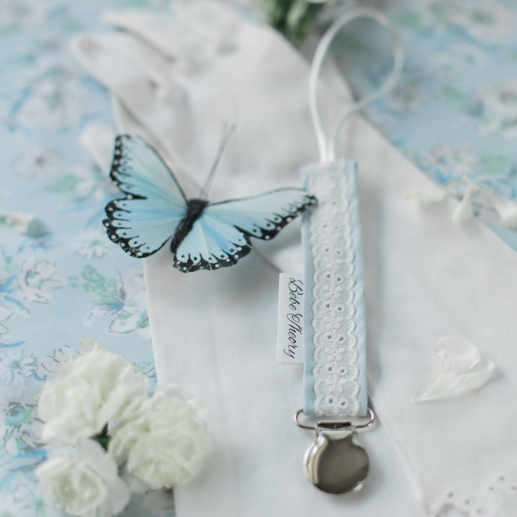 Blue Lace Pacifier Clip