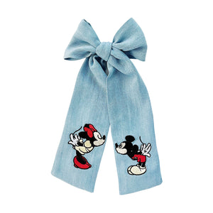 Mickey & Minnie Kissing Denim Bow