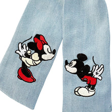 Load image into Gallery viewer, Mickey &amp; Minnie Kissing Denim Bow
