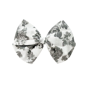 Gray Floral Toile Bow