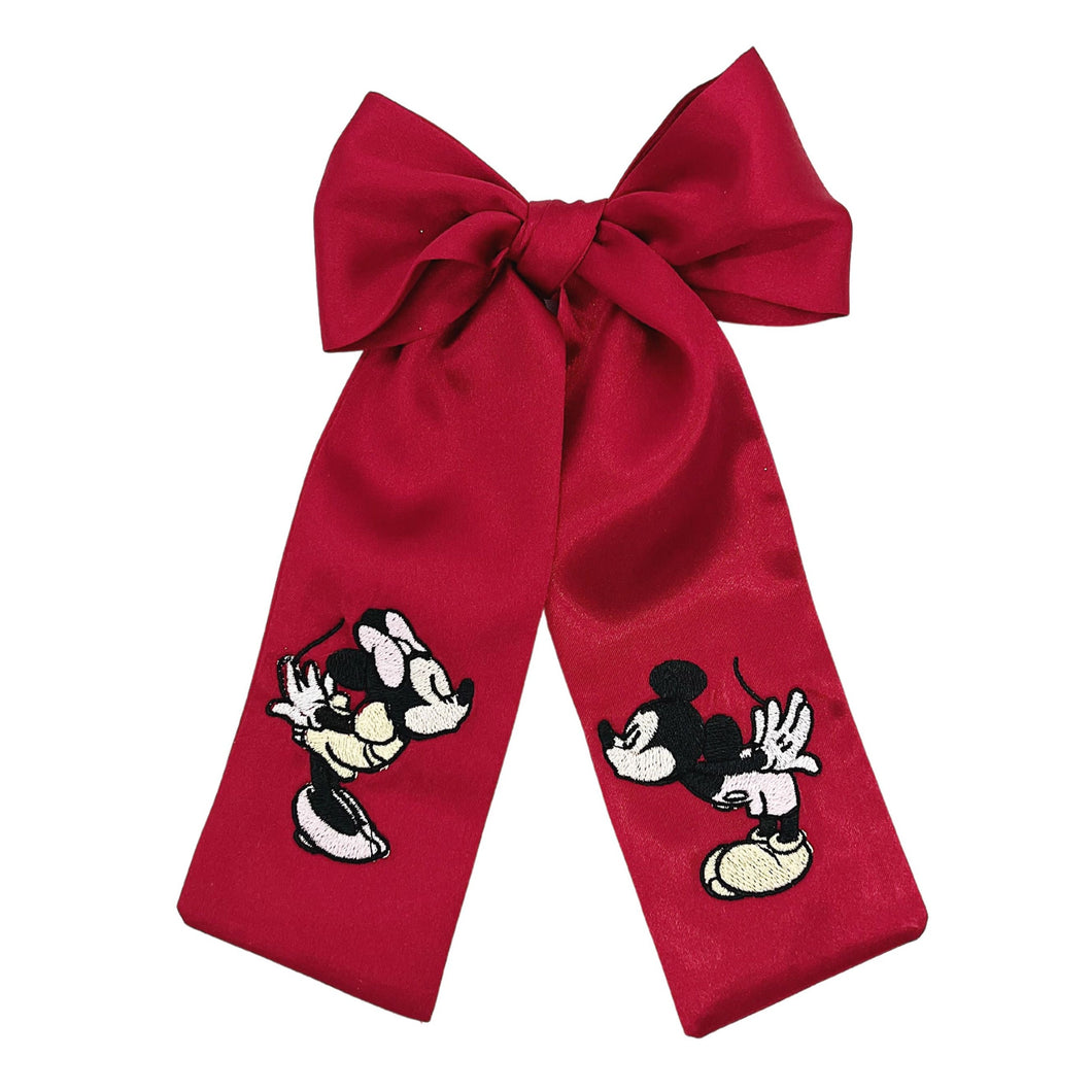 Mickey & Minnie Kissing Red Bow