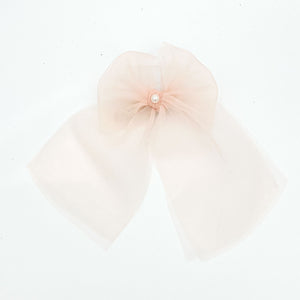 Blush Pink Long Tulle Bow