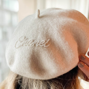Cream Beret With Tulle  