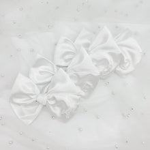Load image into Gallery viewer, White Satin Pearl Initial Bow
