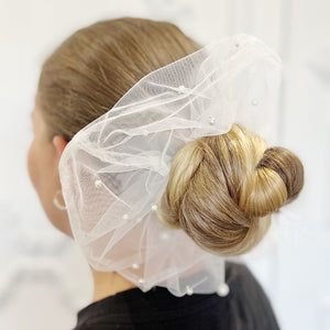 Bridal Pearl Tulle Scrunchie