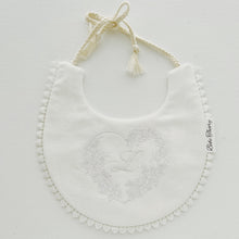 Load image into Gallery viewer, Monogrammed White Heart Bib
