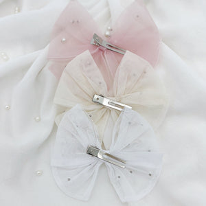 Pearl Tulle Baby Bow Set