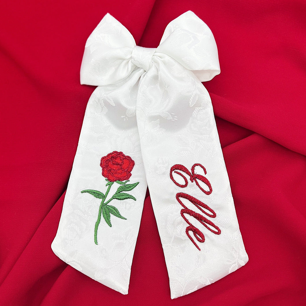 Red Rose Personalized Bow