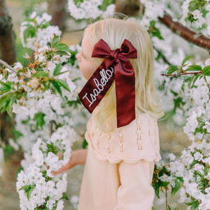 Maroon Beaded Bow With Name