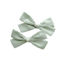 Load image into Gallery viewer, Sage Green Pigtail Bows
