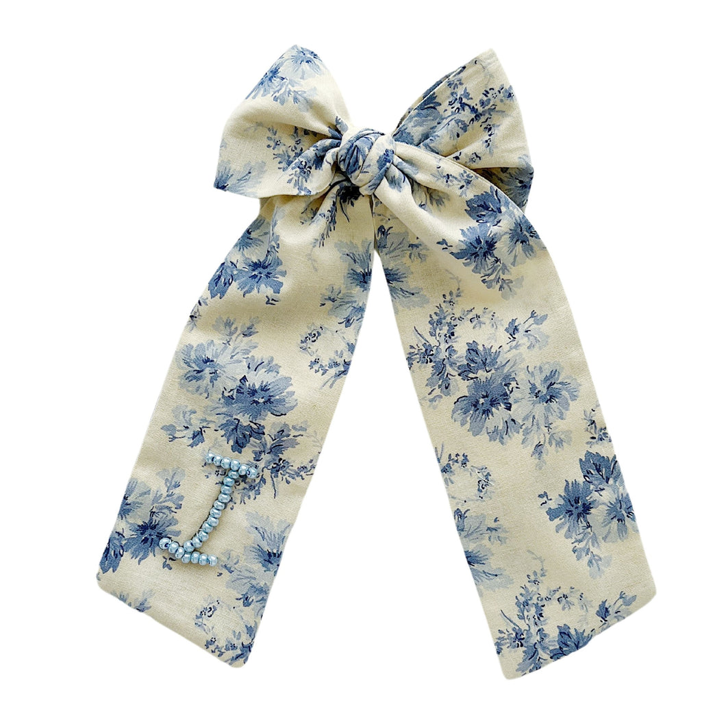 Beige Toile Beaded Bow