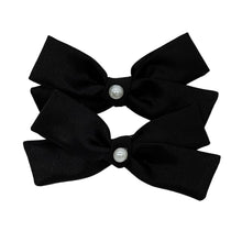 Load image into Gallery viewer, Black Pearl Pigtail Bows
