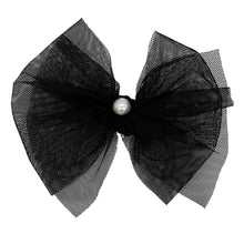 Load image into Gallery viewer, Mini Black Tulle Bow With Pearl
