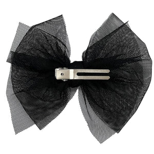 Mini Black Tulle Bow With Pearl