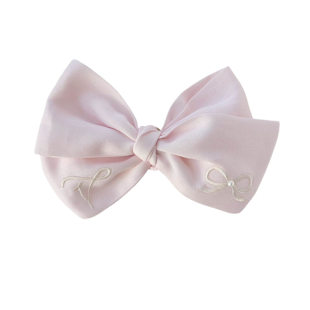 Blush Over-sized Bow with Embroidery