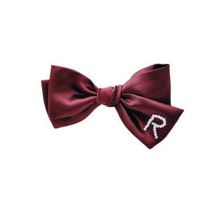 Maroon Beaded Bow With Name