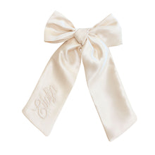 Load image into Gallery viewer, Ivory Satin Monogrammed Bow with Name
