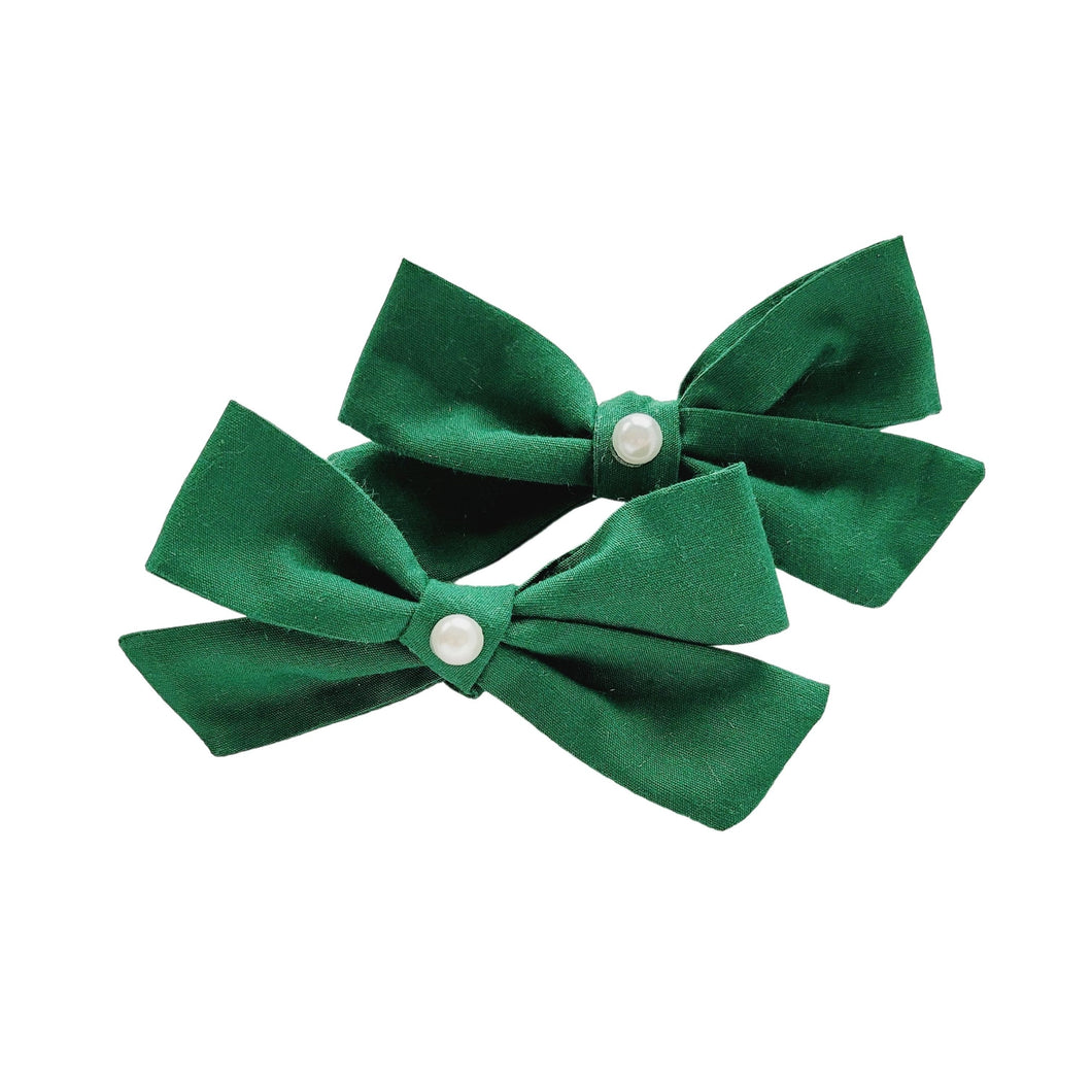 Anita Emerald Green Pigtail Bows
