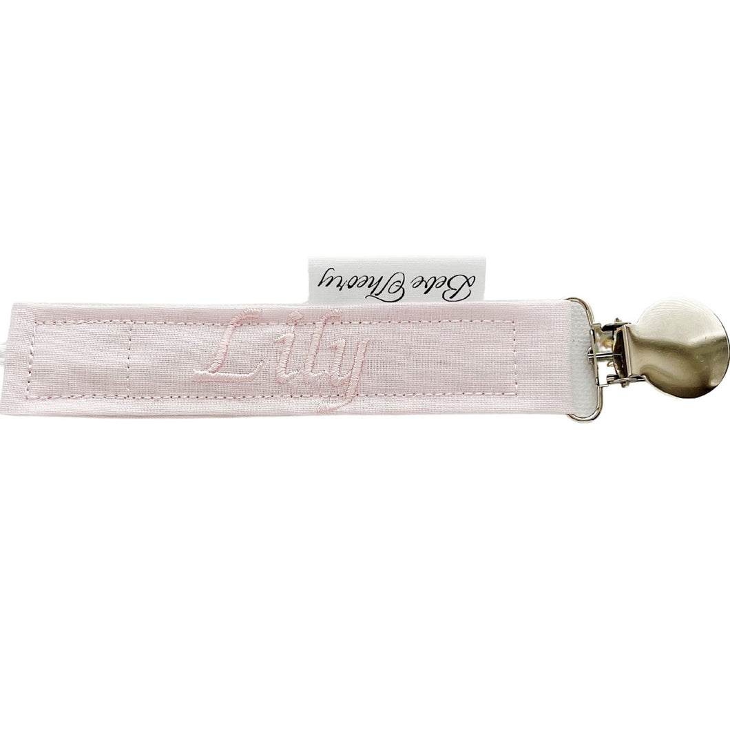 Pink Personalized Pacifier Clip