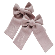 Load image into Gallery viewer, Wool Mauve Monogrammed Bow
