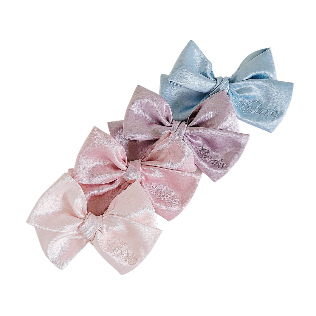 Pastel Over-sized Satin Bow With Name