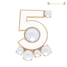 Load image into Gallery viewer, Number Five White Brooch
