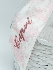 Pink Toile Easter Basket Bow